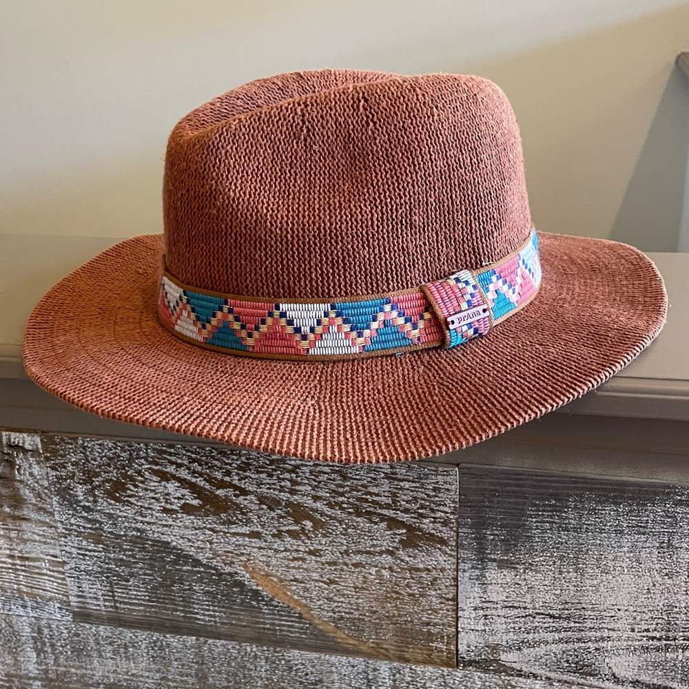 Stylish Brown PRANA festival hat with Colorful Band